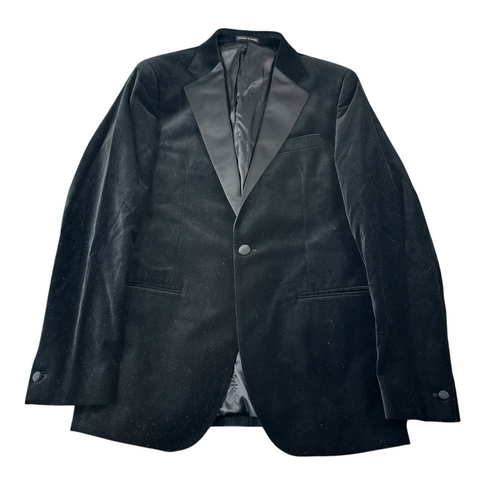 Reiss Black‎ Velvet Satin Trim Men's Smoking Jacket Blazer Size 38R
